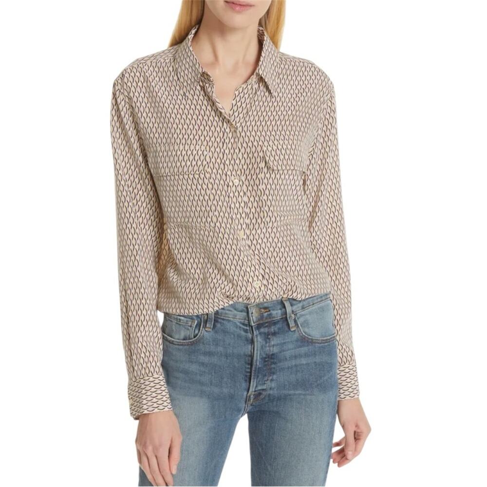 Equipment Signature Button Front Silk Shirt Sz M